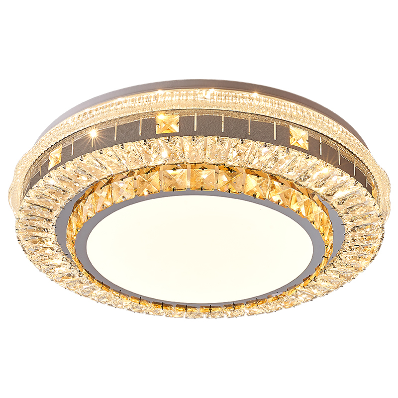 Cheap Luxury Crystal Ceiling Lamp Postmodern Simple LED Bedroom Circular Home Room Lamp