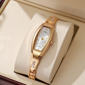 Le nouveau produit présente un design unique d'une montre pour femme en forme de tonneau Montre à quartz de luxe et à la mode pour dames - Product Image 2