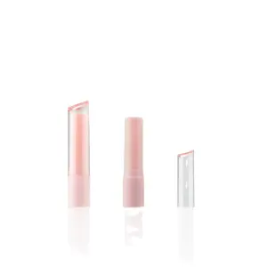 Recycled Cosmetic Lipstick Empty Lip Balm Plastic Material Makeup Balm Container Bullet Pink Lipstick Tube Cylinder Pointed Top