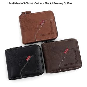 <span class=keywords><strong>Portefeuille</strong></span> <span class=keywords><strong>Homme</strong></span> Bifold Noir en PU Style Rétro Personnalisé avec Fermeture Éclair, Porte-Monnaie Unique et Fenêtre d'Identité – Fournisseur de Guangzhou - Product Image 6