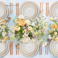 Ensembles d'assiettes de luxe vaisselle fleurs assiettes et tasses ensemble pas cher en céramique porcelaine or chargeurs tasse soucoupe service à thé