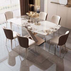 Set Moderno e Lussuoso di Tavolo e Sedie da Pranzo per 4, 6, 8 Persone, <span class=keywords><strong>Arredamento</strong></span> in Metallo per Soggiorno, Design <span class=keywords><strong>Classico</strong></span> - Product Image 1