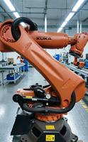 Robot industriel KUKA KR240 R2500 Prime FLR avec une charge utile de 240 kg, une portée de 2500 mm et un moteur pour le soudage automobile et les levages lourds
