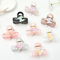 Pince à cheveux papillon transparente et colorée, style macaron, pour fille, accessoire capillaire tendance, pince requin
