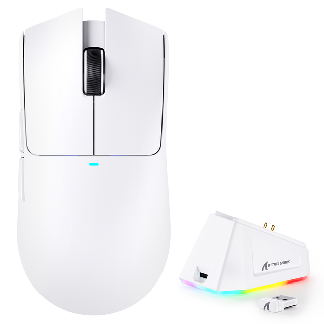 ATTACK SHARK X11 White Wireless Gaming Mouse 63g Ultralight RGB Magnetic Charging Dock PAW3311 22000DPI Tri-Mode 65H Battery