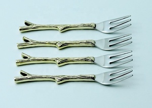 Indian Trending Product Brass Handle Steel Fork Cutlery / Flatware Set Cutlery Set Stainless Steel 304 Wholesale Customized Logo - Product Image 2
