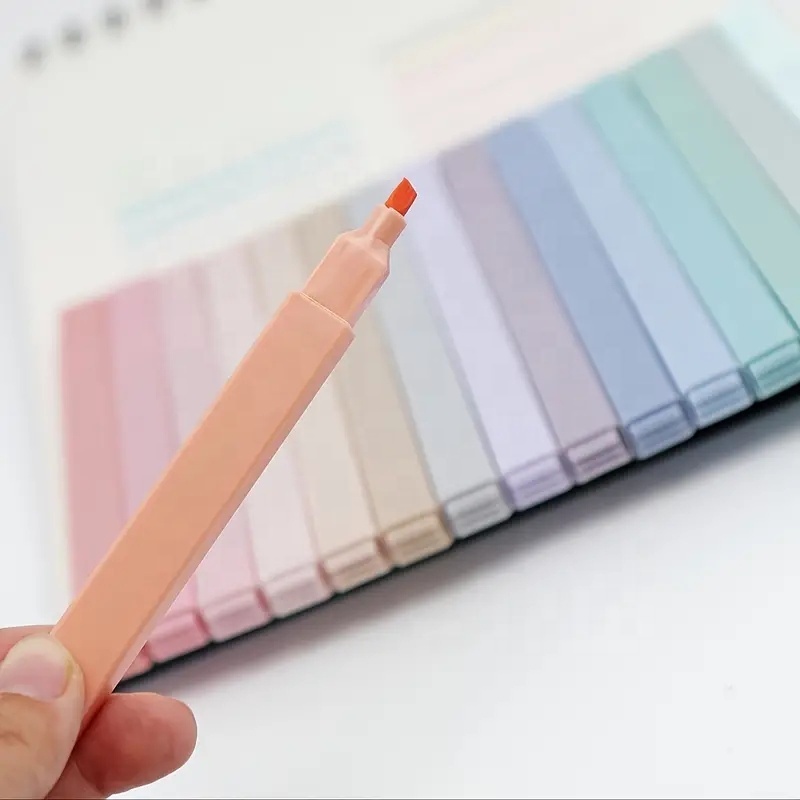 12pcs Square Highlighters Aesthetic Pastel Cute