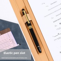 Porte-documents en cuir A4 avec presse-papiers, porte-cartes en PU, boucle pour stylo, logo personnalisé, fournisseurs en gros, porte-documents de bureau