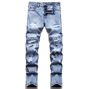 Jeans en denim doux à design personnalisé, taille haute, Lones De Hombre, jeans déchirés à rayures, jeans tendance pour hommes - Product Image 5