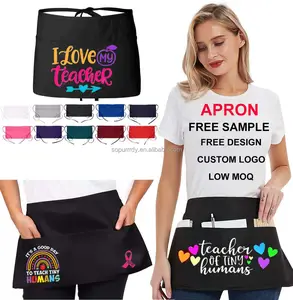 Custom Logo Half Customised Waist Apron Create your own Printed Short Apron for Kitchen BBQ grill Chef Teacher Apron Men Women