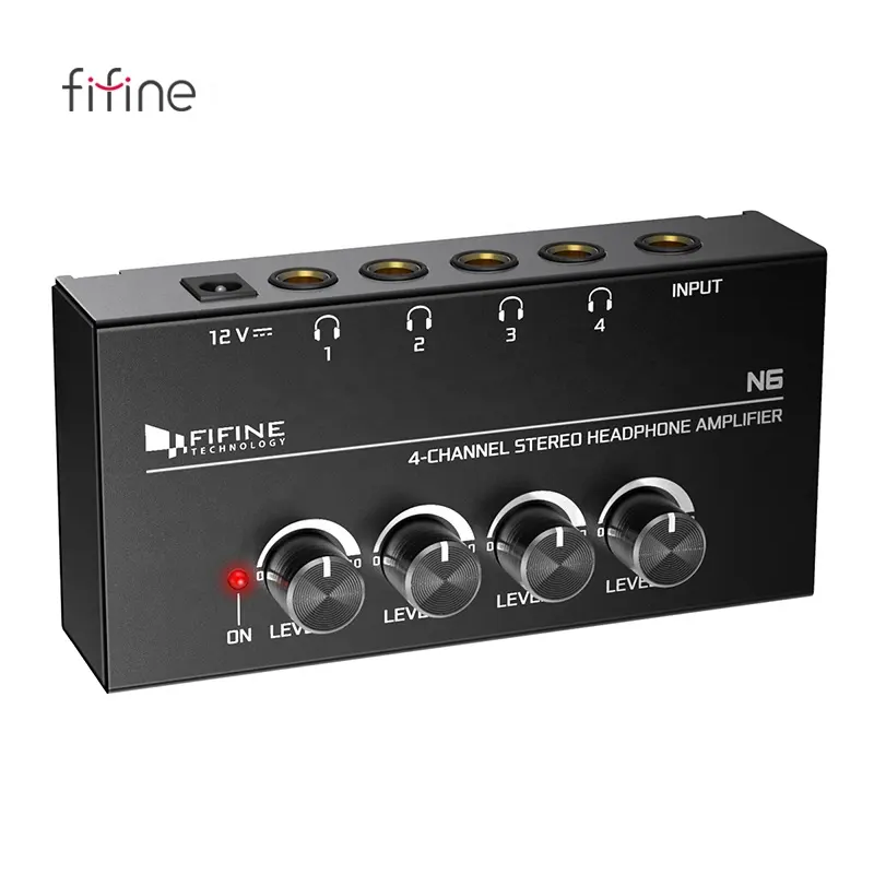 Fifine เครื่องมิกซ์เพลงคาราโอเกะ,เครื่องผสมเสียงสเตอริโอเครื่องผสมเพลงแบบมืออาชีพพร้อมอะแดปเตอร์ AC ดีเจคอนโซลเครื่องผสมเสียง