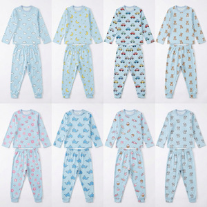 Ensemble pyjama bébé en coton imprimé, doux, sûr, écologique, manches longues, fermeture boutonnée, haut et pantalon tricotés, unisexe - Product Image 4
