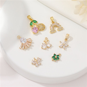 Dijes de Circonita Cúbica al por Mayor con Forma de Flor de Cerezo, Dijes de Arcoíris para Hacer Joyas, Collares, Pendientes, Accesorios de Joyería - Product Image 1