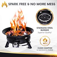 Brasero à gaz RTS de 24 pouces, brasero portable pour le camping, brasero de jardin, brasero de terrasse extérieur avec brûleur en acier inoxydable