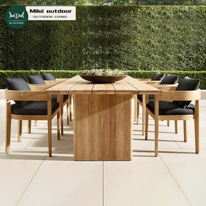 Hot Bán Rắn Gỗ Tếch Hình Chữ Nhật 10 Chỗ Ngồi Bàn Ăn Đặt Ý Phong Cách Ngoài Trời Bàn Và Ghế Đặt - Product Image 1