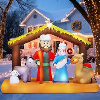 Décoration de crèche gonflable de Noël avec LED intégrées, idéale pour jardin, pelouse et fêtes de Noël