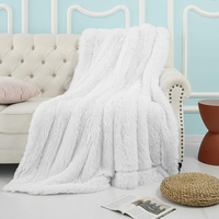 Hot Sell Soft Plüsch Doppel große Kunst pelz Sherpa Throw Blanket Weiß Fluffy Pv Fleece Custom Decke für Bett Sofa Couch
