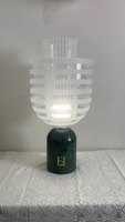 Lampe de table LED DC en verre clair marbrée vert clair de style designer italien moderne pour restaurant chambre villa décor intérieur