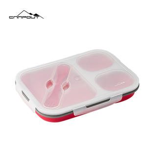 Boîte à lunch en silicone Campout rouge, portable, légère, pour le camping en plein air, le pique-nique, récipient alimentaire - Product Image 1
