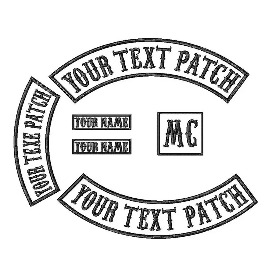 Benutzer definierte Stickerei Rocker Patch Eisen auf 350 MM breite 6 Stück Motorrad Biker MC Patches für Jacken bekleidung