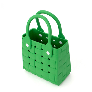 Nouveaux sacs à main de plage en EVA portables, mini et mignons, sacs de plage tissés à carreaux pour enfants, panier de plage, sacs de shopping, sacs Croc Bogg, style féminin - Product Image 3