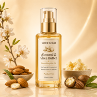 Ensemble Huile Capillaire et Shampoing Anti-Frisottis à l'Huile d'Amande et de Karité, Traitement Lissant pour Cheveux Bouclés et Secs, Soin Capillaire Personnalisé Marque Privée