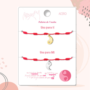 Coppia o amicizia 2 bracciali 7 nodi con ciondolo in acciaio inox braccialetto Fine - Product Image 2