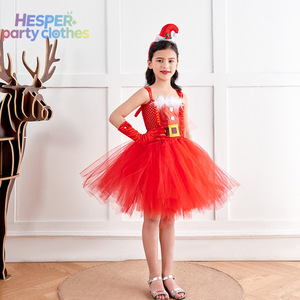 HESPER 2026 Vestido de Tutú Navideño para Niñas con Accesorios para la Cabeza, Disfraz de Mamá Noel, Vestido Rojo de Navidad para Niñas - Product Image 1
