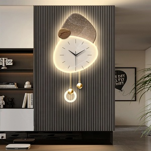 Horloge murale SHENGTAI pour salon et <span class=keywords><strong>salle</strong></span> <span class=keywords><strong>à</strong></span> <span class=keywords><strong>manger</strong></span> |   Horloge décorative créative avec lampe murale et fond en grille - Product Image 3