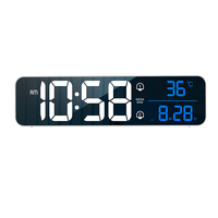 Vente chaude voix/sons contrôle affichage de la température led miroir table horloge carrée avec alarme