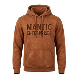 เสื้อฮู้ดดี้ผ้าฝ้ายหนานุ่มทรงโอเวอร์ไซส์สไตล์วินเทจ ล้างสีแบบแอซิดวอช มีกระเป๋าจิงโจ้ สำหรับผู้ชาย ใส่ได้ในฤดูใบไม้ร่วง เป็นมิตรต่อสิ่งแวดล้อม - Product Image 1