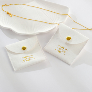Bolsas de Joyería Portátiles con Diseño Nuevo, Bolsas de Embalaje para Joyería con Solapa de Gamuza y Microfibra para Collares, Pulseras y Anillos, con Botón - Product Image 5