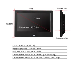 Tải về miễn phí MP3 MP4 lịch LED A3 A4 nhựa phát lại video 7 8 10 inch Khung ảnh kỹ thuật số khung ảnh kỹ thuật số 7"