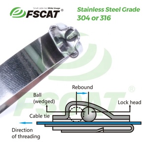 FSCAT 304不锈钢金属拉链扎带300毫米100件重型250LB多用途机械车 - Product Image 3