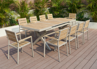 Meubles de jardin modernes pour 10 personnes, en aluminium, avec panneaux en plastique imitation bois, table réglable, confortable