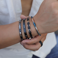 Bracelet pour homme Xinyashang, logo personnalisé, acier inoxydable noir et or, chaîne à maillons de luxe, bracelet tendance avec zircon 5A