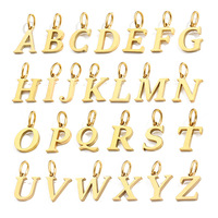 Liontin Huruf Awal A-Z 26 Huruf Alfabet Baja Anti Karat Berlapis Emas Perak untuk Kalung Gelang Gelang Kaki