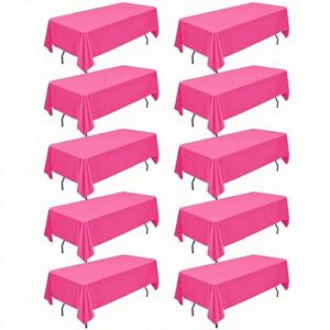 10 Packs Hot Pink Polyester Modern Wrinkle Resistant Washable Tablecloth 60x126 Inch for Banquet Wedding Party - Product Image 3