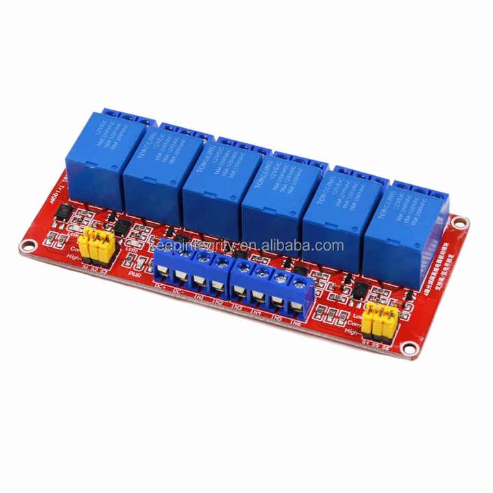 6-way relay module 5V/12V/24V with optocoupler isolation support for ...