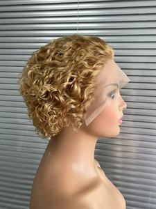 Chaud brésilien 6 pouces pour Pixie Cut perruque <span class=keywords><strong>13X1</strong></span> court bouclés avant de lacet Transparent dentelle femmes perruque de cheveux humains - Product Image 2