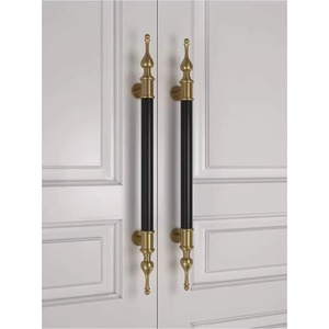 Poignée de porte principale d'hôtel et de villa, robuste, finition noir et or, pour porte en verre et bois, pour grande entrée, quincaillerie architecturale - Product Image 6
