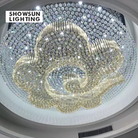La taille de plafonnier en cristal de luxe de grand hôtel d'usine peut être personnalisée hall rond de salle de banquet grand lustre en cristal haut de gamme