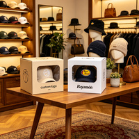 Boîte à chapeau prête à être expédiée, boîte pour casquette de baseball, logo personnalisé imprimé, boîte carrée en carton rigide pour l'emballage de chapeaux, boîte cadeau de qualité supérieure