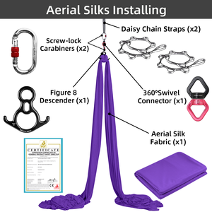 Kit de sedas aéreas de 10 metros, columpio aéreo para yoga volador acrobático, sedas aéreas duraderas con hardware, giratorio para todos los niveles - Product Image 3