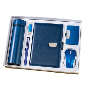 Giáo viên đánh giá cao Quà Tặng A5 màu xanh hải quân da biểu tượng tùy chỉnh máy tính xách tay Nhật Ký với bút và hộp và USB Bộ quà tặng - Product Image 5