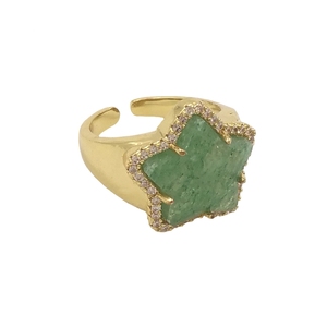 Anillo de Moda Popular Chapado en Oro con Diseño Innovador de Piedra Natural en Forma de Estrella, Anillos de Cobre Sencillos para Mujer, Joyería al por Mayor - Product Image 5