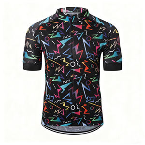 Maillot de cyclisme unisexe à manches courtes, extensible, coloré, géométrique, respirant, séchage rapide, confortable, pour la route - Product Image 1