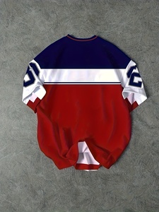 Maglietta Jersey California 32 per Ragazzi in Poliestere Traspirante a Maniche Corte Casual con Stampa Digitale Design Squadra Rosso/Bianco/Blu - Product Image 2