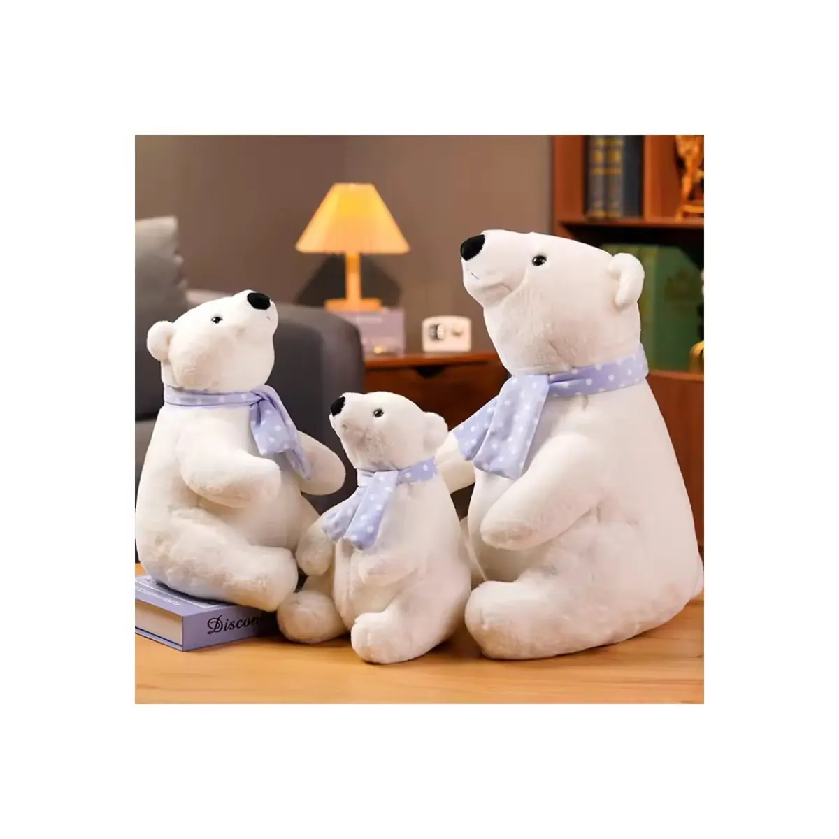 Vente en gros de nouveau design ours polaire blanc en peluche avec écharpe peluche peluche et ours polaires en peluche