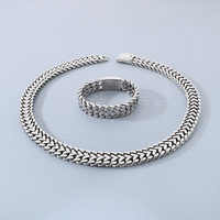 Ensemble de colliers en acier inoxydable au titane brillant pour hommes, bracelet créatif et personnalisé en forme de cœur, tissé poli